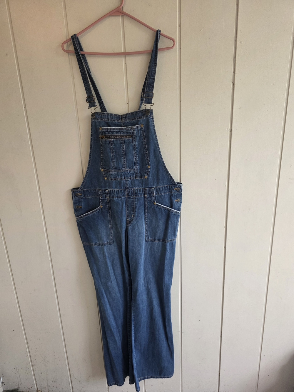 Old Navy Blue Bottoms Wide Leg Overalls Sz XL Y2K Vintage Girlhoodcore Gorpcore
